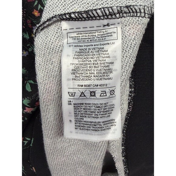 Adidas Womens Originals Black Floral Long Sleeve  Sweatshirt Crew Neck Sz Xl - Picture 12 of 13
